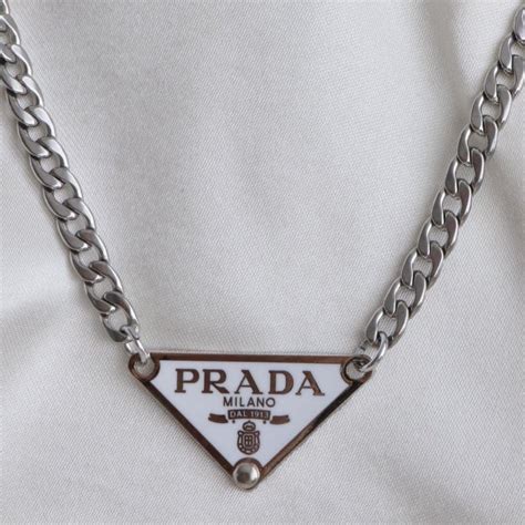 whiwhite prada triangle necklace|prada necklace triangle price.